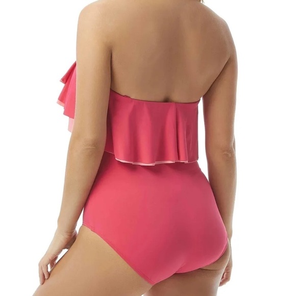 Coco Reef Contours Ruffled Swimsuit Womens Pink One Piece - Picture 2 of 3